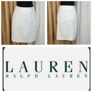 Lauren Ralph Lauren White Cotton Pencil Skirt